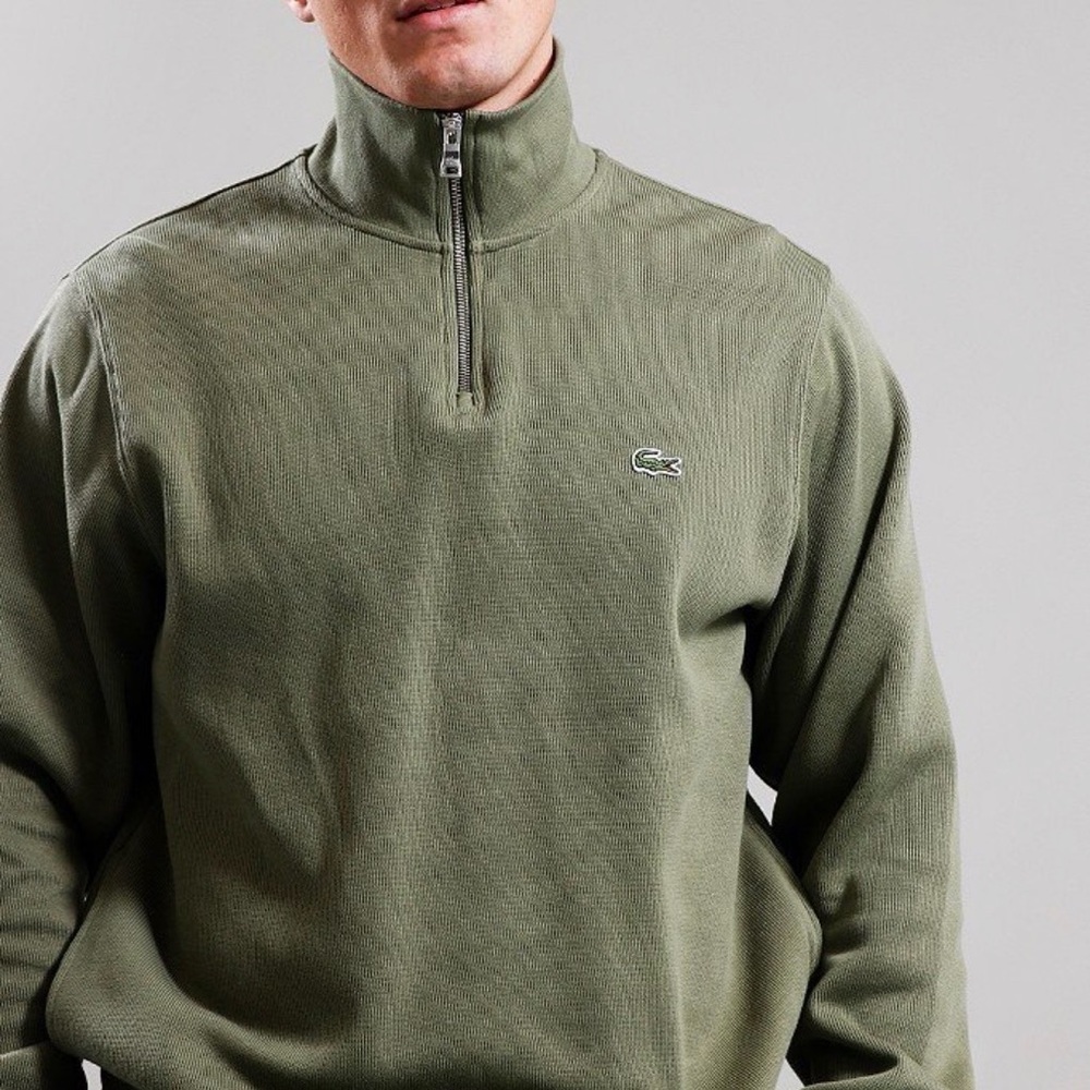 Lacoste Men's Half Zip Sweater with Pockets - Flaw